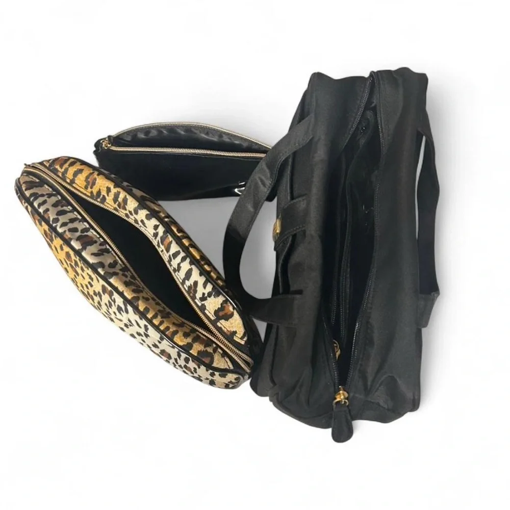 Black and Leopard Print Bag Set